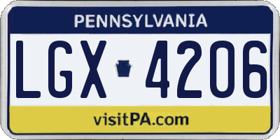 PA license plate LGX4206