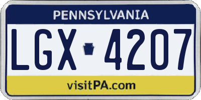 PA license plate LGX4207