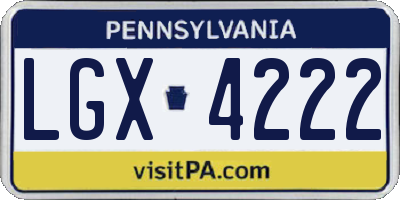 PA license plate LGX4222