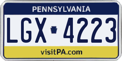 PA license plate LGX4223