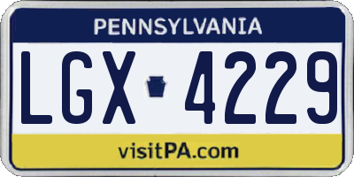 PA license plate LGX4229