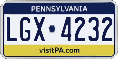 PA license plate LGX4232