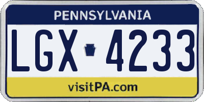 PA license plate LGX4233