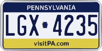 PA license plate LGX4235