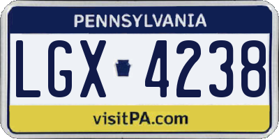 PA license plate LGX4238