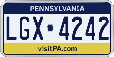 PA license plate LGX4242