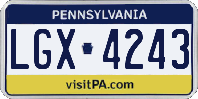 PA license plate LGX4243