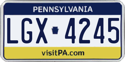 PA license plate LGX4245