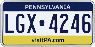 PA license plate LGX4246