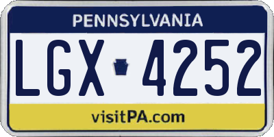 PA license plate LGX4252