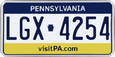 PA license plate LGX4254