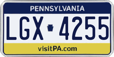 PA license plate LGX4255
