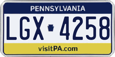 PA license plate LGX4258