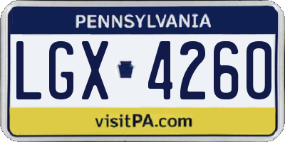 PA license plate LGX4260