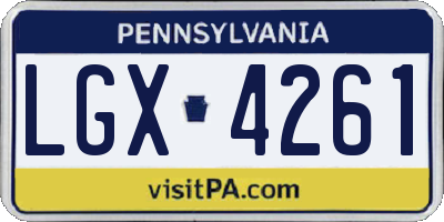 PA license plate LGX4261
