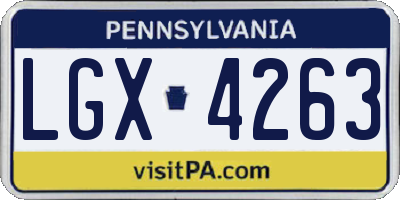 PA license plate LGX4263