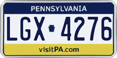 PA license plate LGX4276