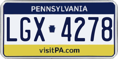PA license plate LGX4278
