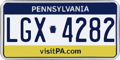 PA license plate LGX4282