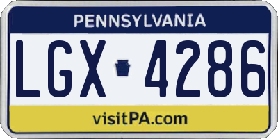 PA license plate LGX4286