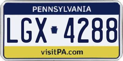 PA license plate LGX4288