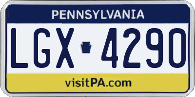 PA license plate LGX4290