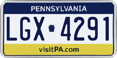 PA license plate LGX4291