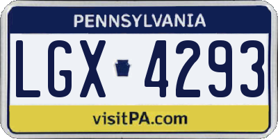 PA license plate LGX4293