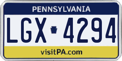 PA license plate LGX4294