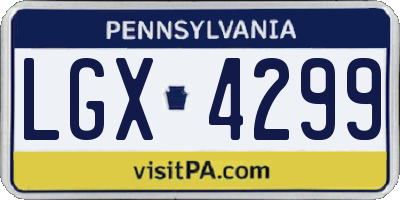 PA license plate LGX4299