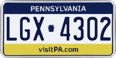 PA license plate LGX4302