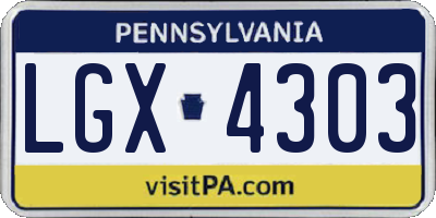 PA license plate LGX4303