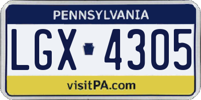 PA license plate LGX4305