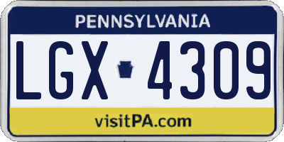 PA license plate LGX4309