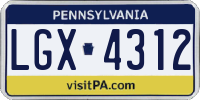 PA license plate LGX4312