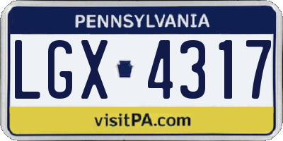 PA license plate LGX4317
