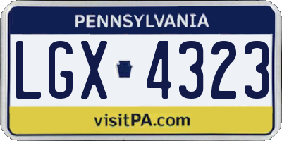 PA license plate LGX4323