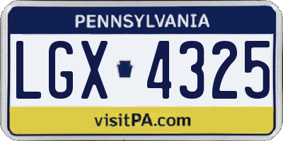 PA license plate LGX4325