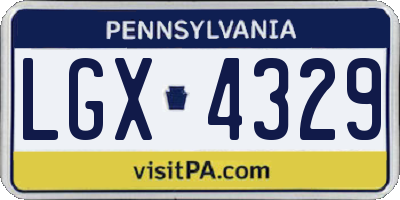 PA license plate LGX4329