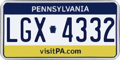 PA license plate LGX4332