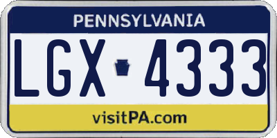PA license plate LGX4333