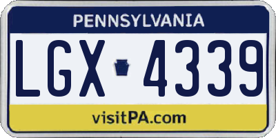 PA license plate LGX4339