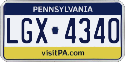 PA license plate LGX4340
