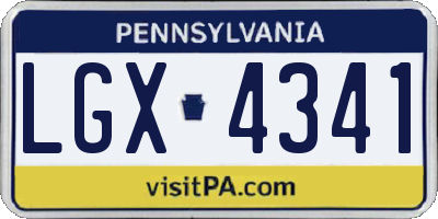 PA license plate LGX4341