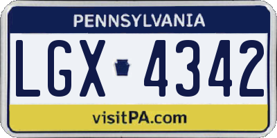 PA license plate LGX4342