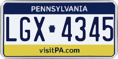 PA license plate LGX4345