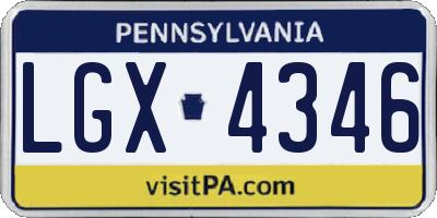 PA license plate LGX4346