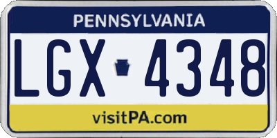 PA license plate LGX4348