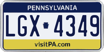 PA license plate LGX4349