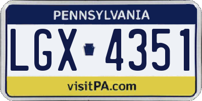 PA license plate LGX4351